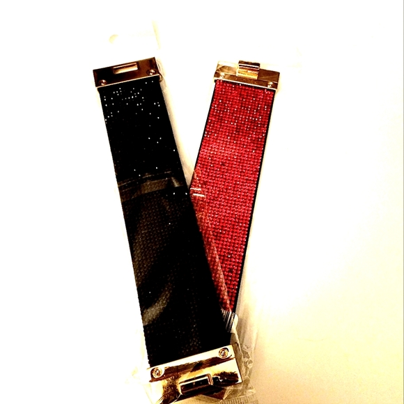 Rhinestones and Lock Closure Cuff Bracelet - Picture 2 of 4